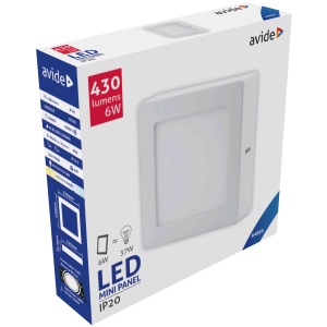 Avide LED Falra Szerelhető Négyzetes Mennyezeti Lámpa ALU 6W CW 6400K Négyzetes